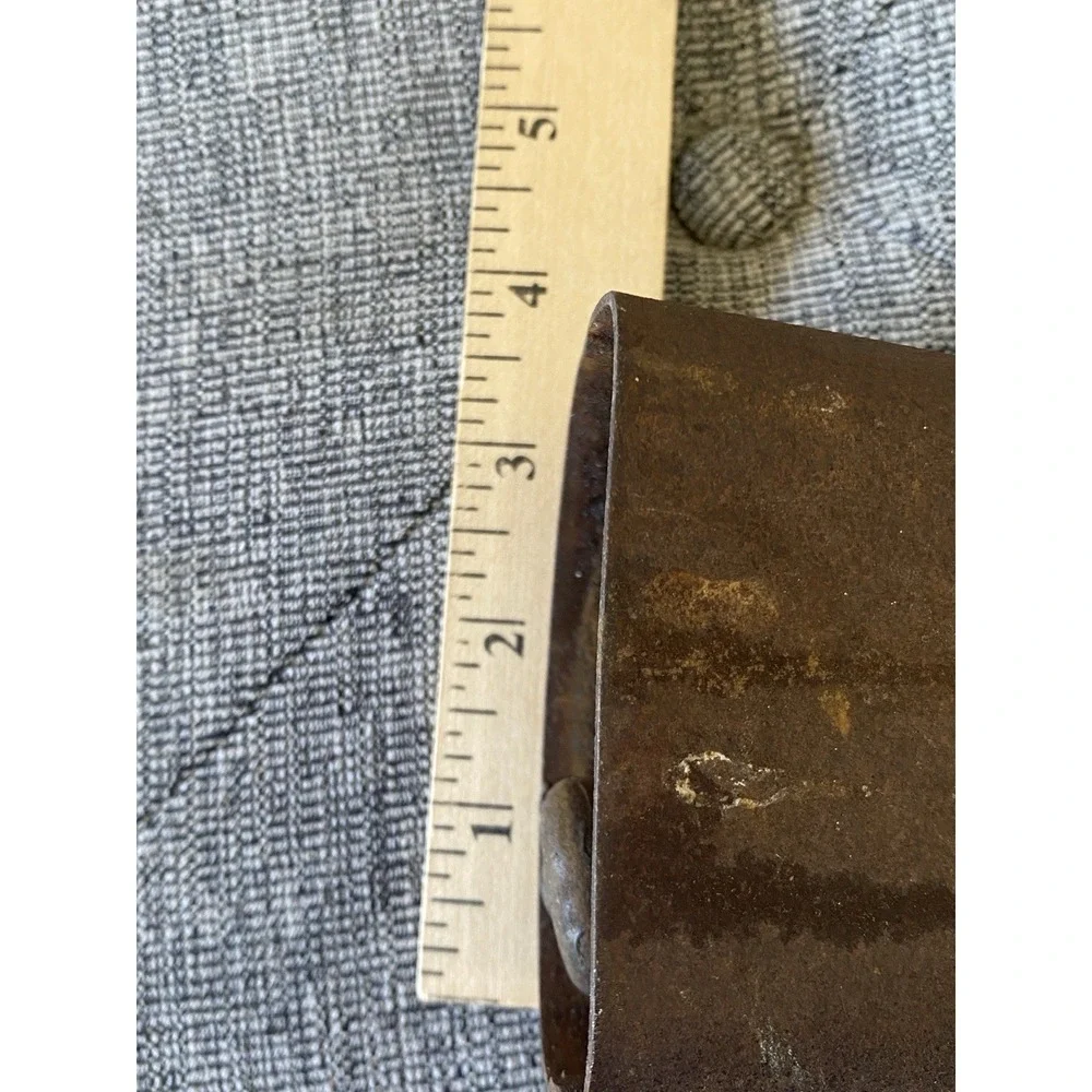 VTG Antique Rustic Metal Cowbell with Heavy Leather Strap & Iron Buckle Country